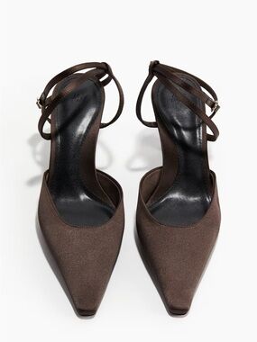 H&M Dark Brown Pointed Ankle-Strap Heels